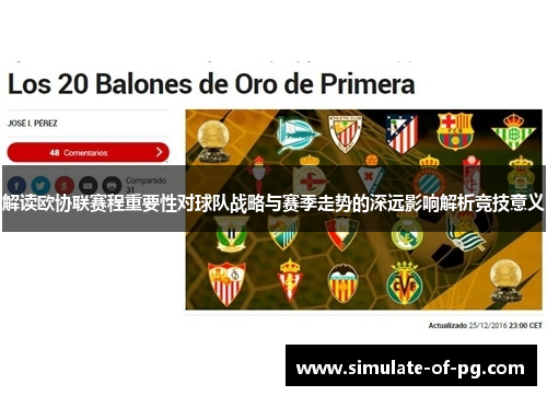 解读欧协联赛程重要性对球队战略与赛季走势的深远影响解析竞技意义 解读欧协联赛程重要性对球队战略与赛季走势的深远影响解析竞技意义